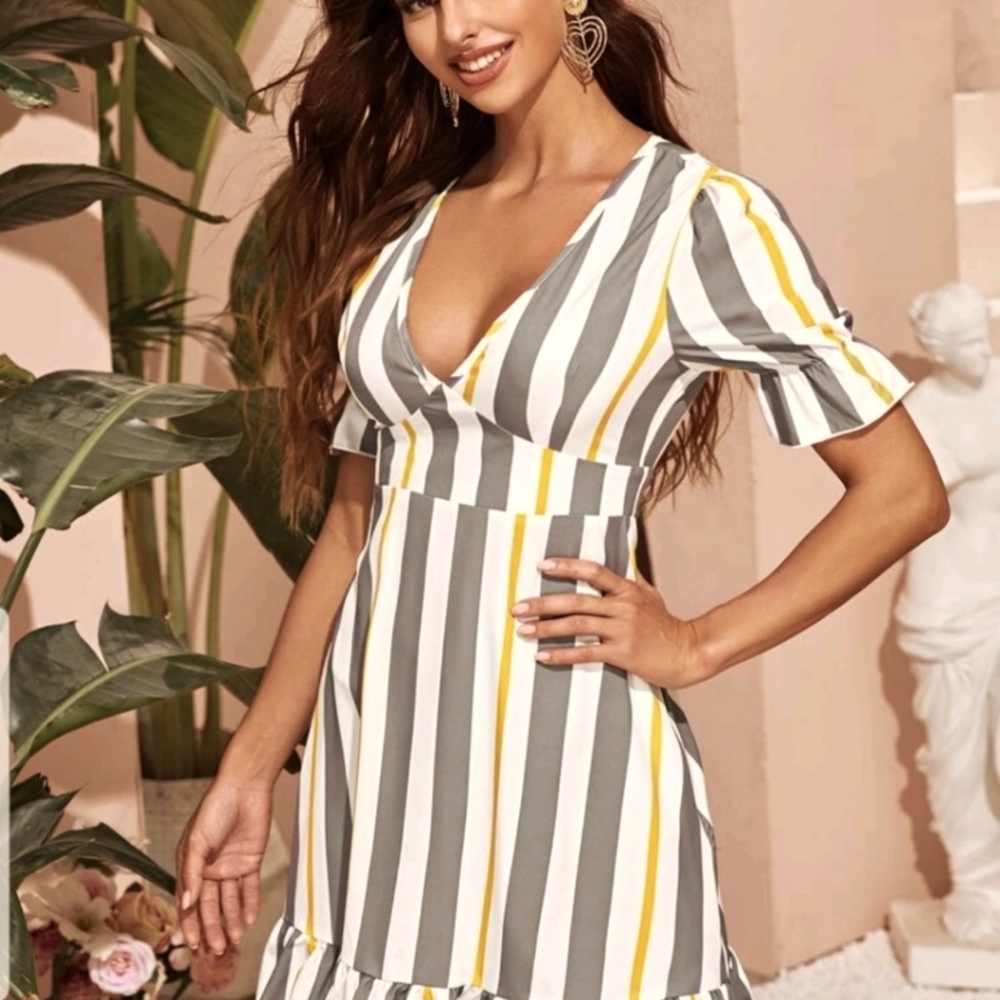 Striped summer dress for office